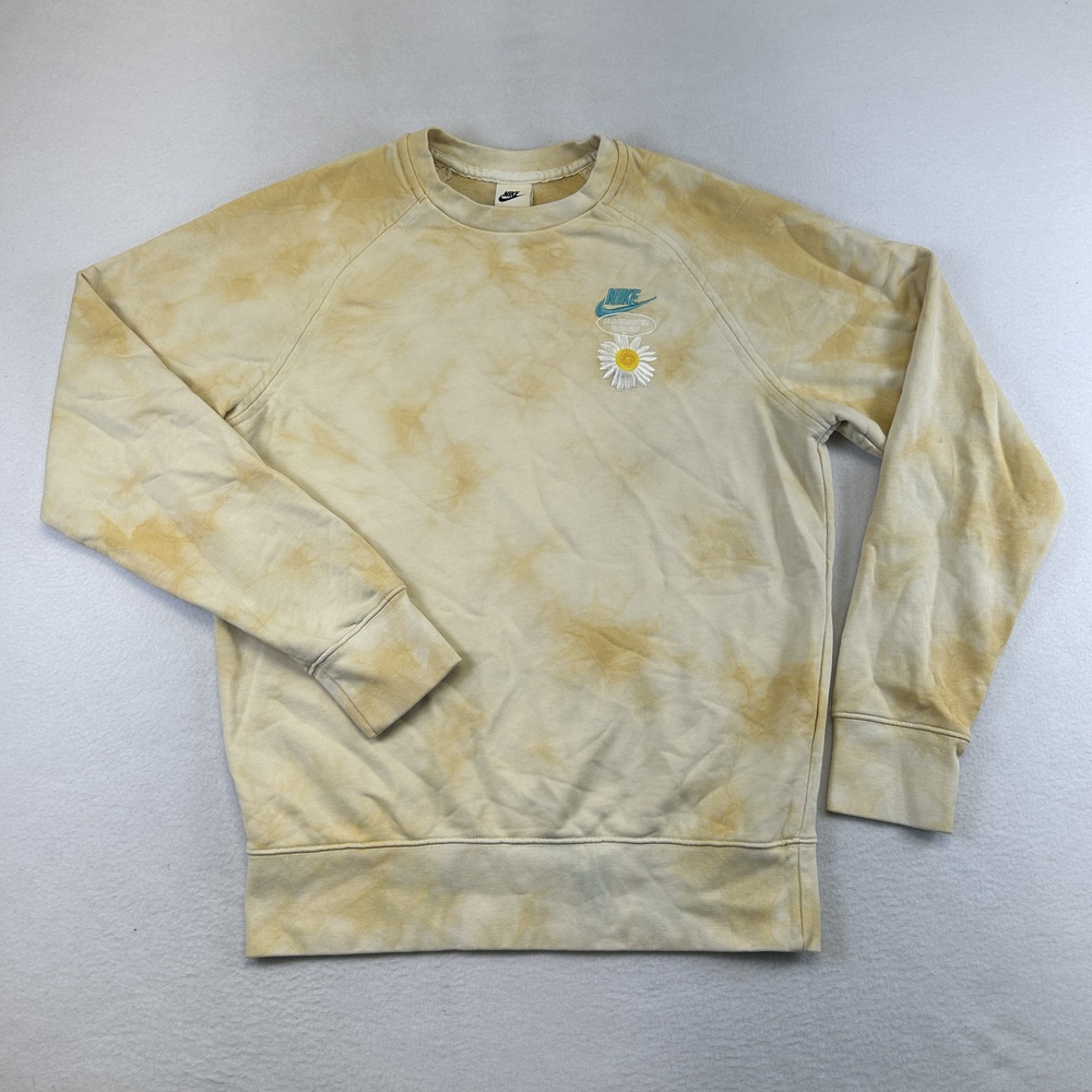 Nike Sweatshirt Womens M Yellow Tie Dye Have A Nike Day Daisy Pullover Fleece